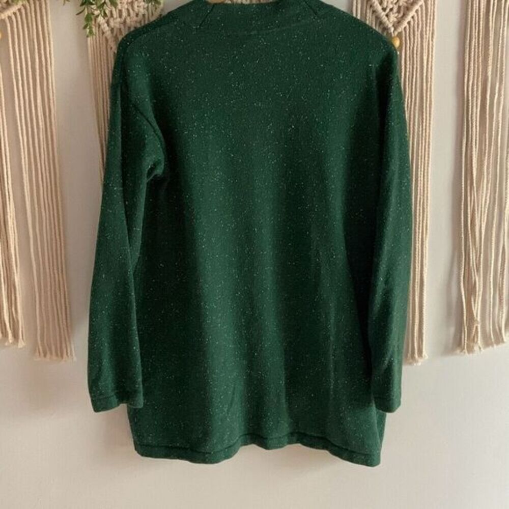 J. JILL Green Speckled Angora Blend Button Cardigan Sweater Size Medium - Picture 8 of 11